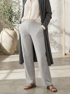 Eileen Fisher Grey Washable Stretch Crepe Slim-Leg Pants Medium NWOT